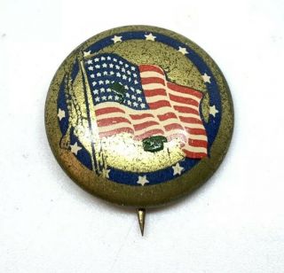 Antique Patriotic American Flag Gold Star Banner Pinback Button 3/4”