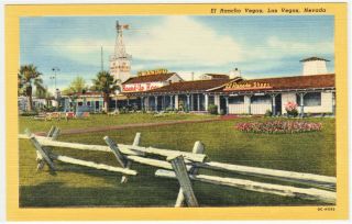 El Rancho Casino 1950s Linen Vintage Las Vegas Hotel Post Card B 13