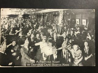 Feature Night Dreyfus Cafe Beach Street Boston Ma 1912 Postcard/advertising