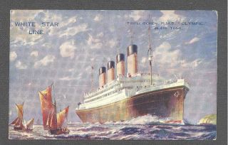 Postcard White Star Line R.  M.  S.  Olympic Titanic Sister Artist