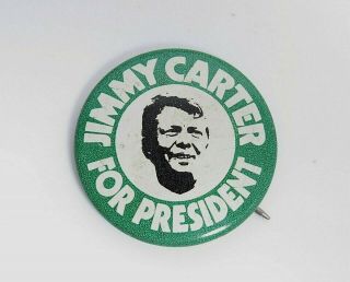 Vintage Us Political Campaign Button Jimmy Carter For President Green Pin