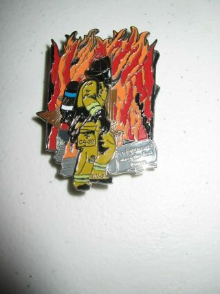 Awesome Two - Piece Fireman Little League Pin From California 30 Nevada 2
