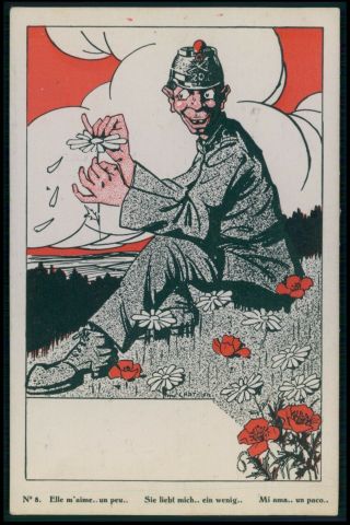 Soldier Love Fortune Wwi Ww1 War Humor Caricature Propaganda Old C1915 Postcard