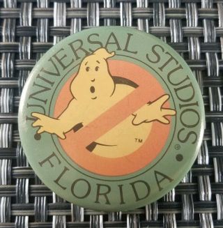 Vintage Ghostbusters Pinback Button Pin Metal " No Ghosts " 1984 Universal Studios
