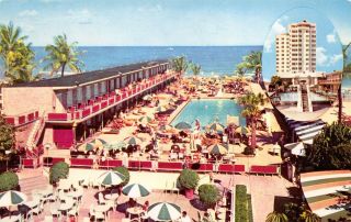 Miami Beach Florida 1960 Postcard The Delano Hotel Pool Collins Near Lincoln Rd