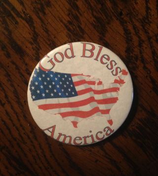 Large Vintage God Bless America Button Badge Pin Back Flag United States