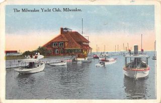 Wi,  Wisconsin Milwaukee Yacht Club Boats,  Pier & Clubhouse C1920 