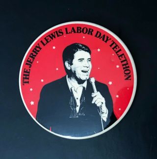 The Jerry Lewis Labor Day Telethon Button Vintage Pin Las Vegas 1976