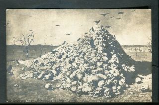 Russia ? Large Pile Of Human Skulls On Old Post Card Military ? Address