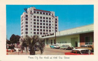 Panama City News Hearald Hotel Dixie Sherman Fl Florida Chrome Postcard 1950s