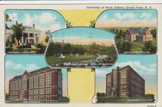(v) Grand Forks,  Nd - University Of North Dakota - 5 Campus Views - 8/14/1947