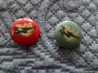 Vintage Buttons Pins Badges two with Vintage Planes and two Vintage Ladies 4