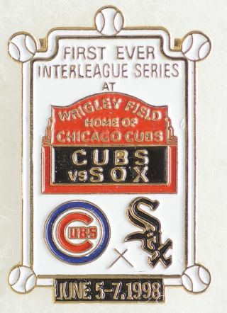 1st Ever Inter League Series At Wrigley Field Chicago Cubs Vs White Sox Mlb Pin