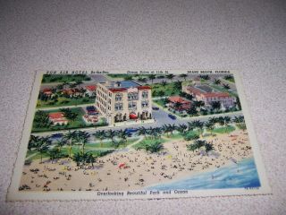 1940s Bon Air Hotel By - The - Sea,  Miami Beach Fl.  Linen Postcard