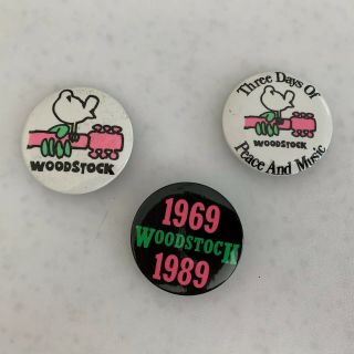 3 Vintage Woodstock Pin - Backs