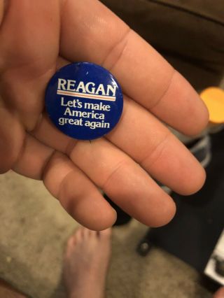 1980 Ronald Reagan Let’s Make America Great Again Pin Button Pinback Authentic