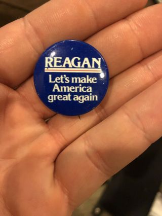 1980 Ronald Reagan Let’s Make America Great Again Pin Button Pinback Authentic 5
