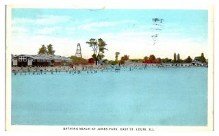 1929 Jones Park Beach,  East St.  Louis,  Il Postcard 5n (3) 19