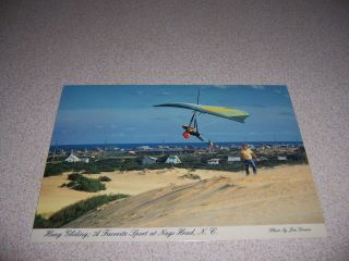 1970s Hang Gliding,  Jockey Ridge Park,  Nags Head Nc.  Vtg Postcard