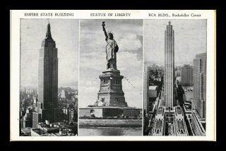 Us Postcard Three York City Landmarks