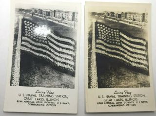 Vintage Postcards 2 " Living Flag " Great Lakes,  Illinois U S Naval Unposted Poste