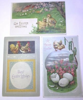 Vintage Easter Postcards 3 Chicks,  B W Easter Publisher,  3 Series,
