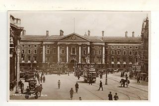 Ca1915 Real Photo Pc: Dublin,  Ireland – Trinity College – Double - Deck Trolleys