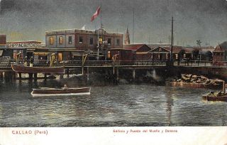 Puente Del Muelle Darsena Callao Peru Butchers Postcard (c.  1910)