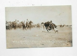 Early Rppc Postcard Cowboy Harry Bowles Thrown Rodeo Cheyenne Wi Doubleday R4