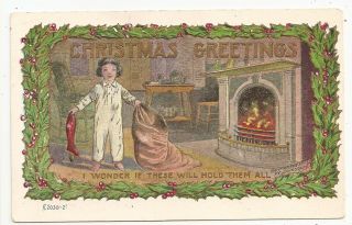 Set of 3 Christmas Postcards,  children waiting for Santa, 3
