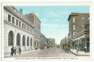 East St.  Louis,  Il Illinois 1920 Postcard,  Collinsville Avenue Street Scene