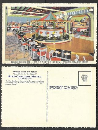 Old Postcard - Atlantic City,  Jersey - Ritz Carltoln,  Merry - Go - Round Bar