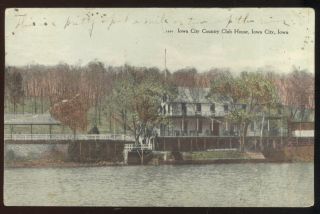 1908 Picture Post Card,  Iowa City Country Club House,  Iowa City,  Ia.  Lake Scene
