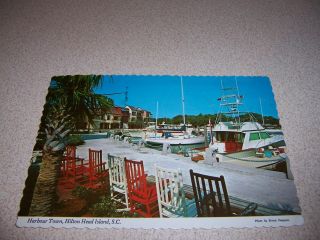 1970s Yacht Basin View Sea Pines Plantation Hilton Head Sc.  Vtg Postcard