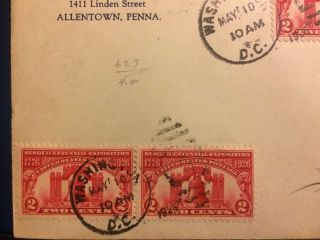 PAIR US FDC FIRST DAY COVER 627 SESQUICENTENNIAL LIBERTY BELL 1926 HAND CANCEL 3