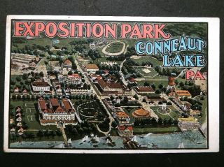 1909 Postcard - Aerial View Of Exposition Park On Lake Conneaut Pennsylvania