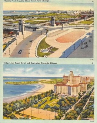 Chicago,  Il Illinois Edgewater Beach Hotel & Grant Park C1940 