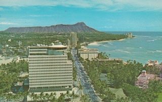 Vintage Postcard C1960 - 70s View From Top Of Waikiki,  Hi Hawaii Diamond Head