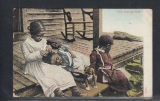 Postcard African American Children Sitting On Steps Of A Shack 1910
