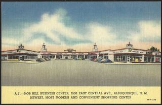 Route 66 Nob Hill Business Center Albuquerque Mexico Curt Teich Linen 1948