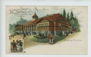 Mr Fancy Cancel Lewis & Clark Centennial Expo Forestry Building Card 88