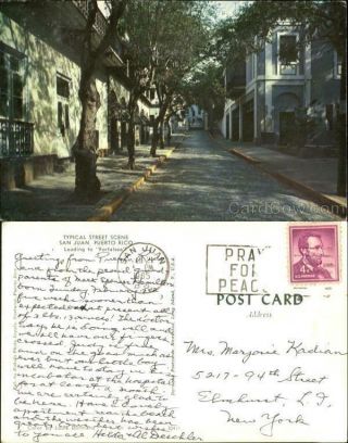 Puerto Rico 1965 San Juan,  Pr Typical Street Scene Chrome Postcard 4c Stamp