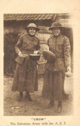 " Chow " The Salvation Army With The A.  E.  F.  Us Army Wwi Ca 1910s Vintage Postcard