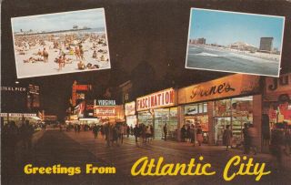 (u) Atlantic City,  Nj - Business District At Night - Beach - Convention Center
