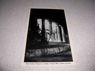 1940s Playmakers Theatre At Night Chapel Hill Nc.  Vtg Postcard