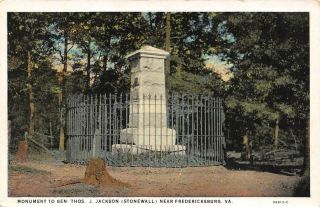 Fredericksburg,  Va Virginia Stonewall Jackson Monument Civil War C1920s Postcard