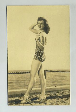 Rppc Irene Dunne Photo Postcard 1941 " Unfinished Business " Movie Cancel Wz7488