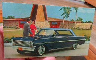 1963 Chevy Ii Nova 400 Sport Coupe Auto Motor Car Advertising Postcard