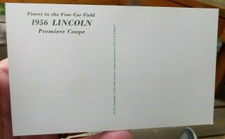 1956 LINCOLN PREMIERE COUPE 2 DOOR AUTO MOTOR CAR ADVERTISING POSTCARD 2