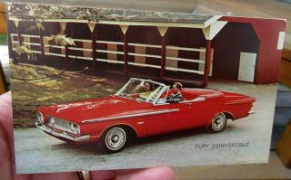 1962 Plymouth Fury Convertable Auto Car Advertising Postcard